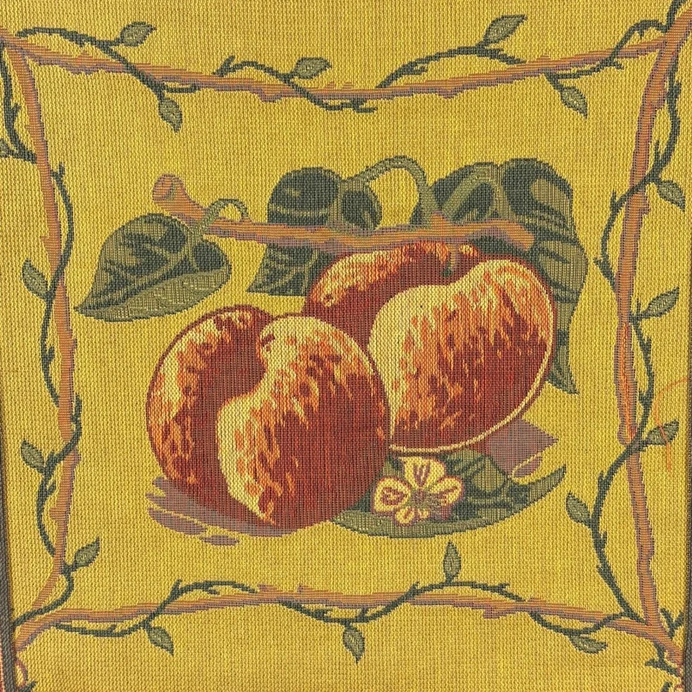 Renaissance Designs Woven Art Tapestry Table Runner Peach Fruit Yellow Red 68x18